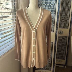 Talbots Tan and Cream Long Cardigan